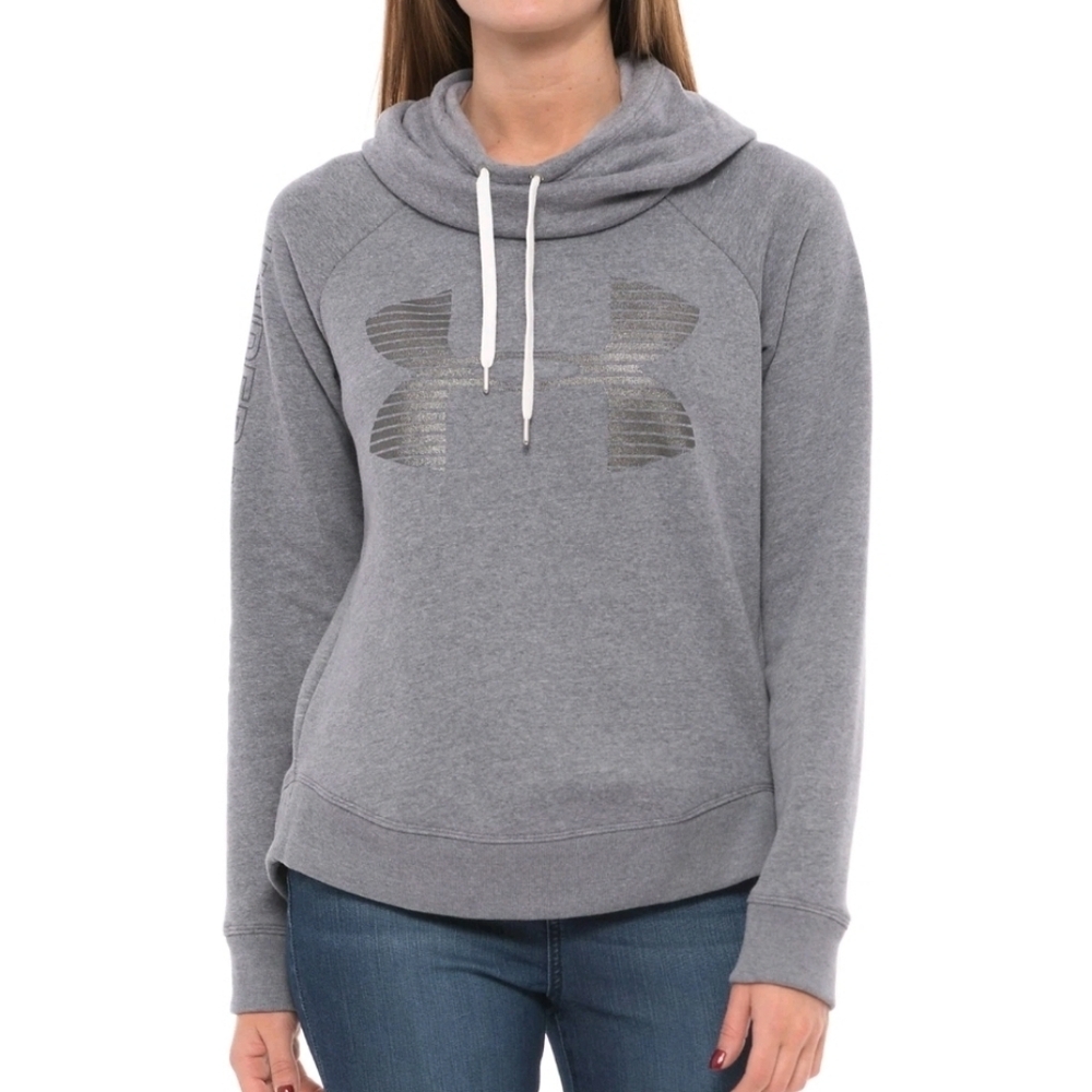 Under Armour Gray Pullover Logo Front Loose Fit Hoodie Size S